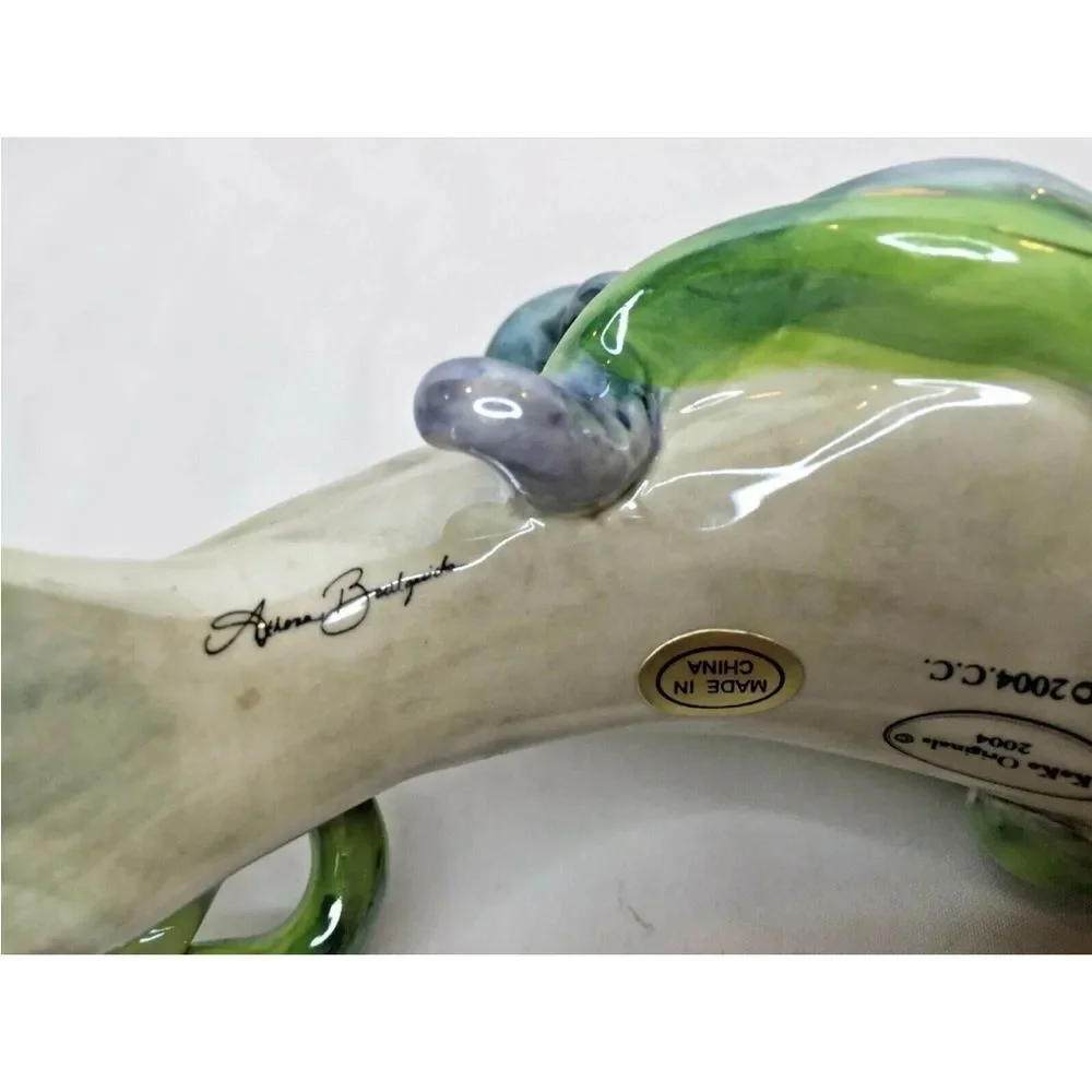 Koko Originals Glazed Luster Ceramic Dolphin Figurine Tea Light Holder 4